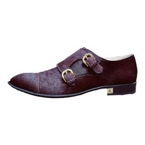Sam Edelman Balfour Burgundy Calf Hair & Leather Double Monk Strap Shoes Size 10
